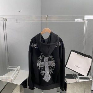 Chrome hearts dark wind cross rhinestone cardigan sweater